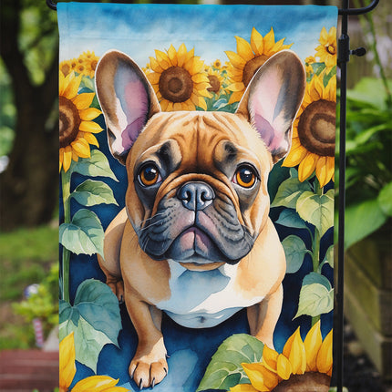 French Bulldog in Sunflowers Garden Flag