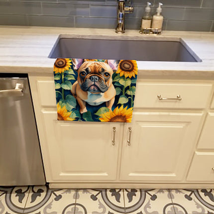French Bulldog in Sunflowers Kitchen Towel