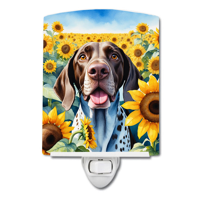 German Shorthaired Pointer in Sunflowers Ceramic Night Light