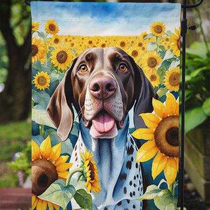 German Shorthaired Pointer in Sunflowers Garden Flag