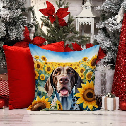 German Shorthaired Pointer in Sunflowers Throw Pillow