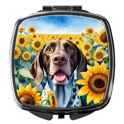 German Shorthaired Pointer in Sunflowers Compact Mirror