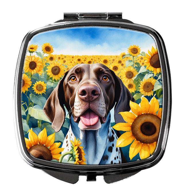 German Shorthaired Pointer in Sunflowers Compact Mirror