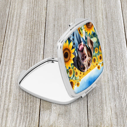 German Shorthaired Pointer in Sunflowers Compact Mirror
