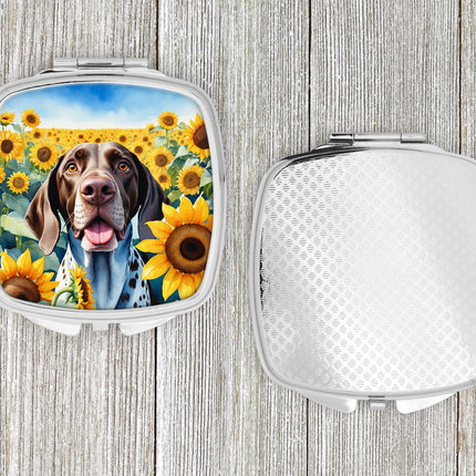 German Shorthaired Pointer in Sunflowers Compact Mirror