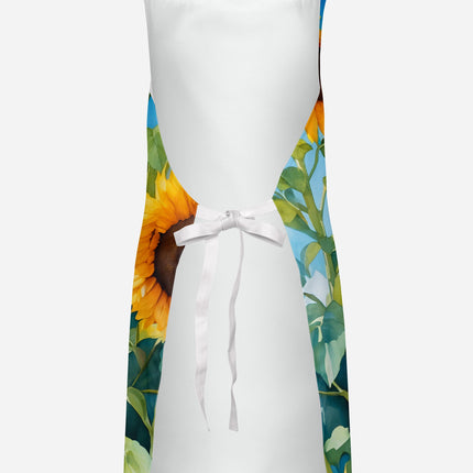 Golden Retriever in Sunflowers Apron