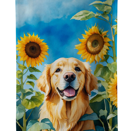 Golden Retriever in Sunflowers Kitchen Towel