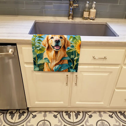 Golden Retriever in Sunflowers Kitchen Towel