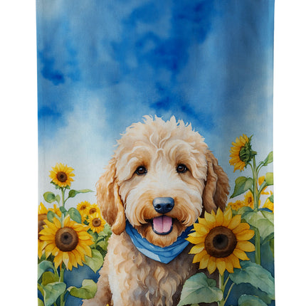 Goldendoodle in Sunflowers Kitchen Towel