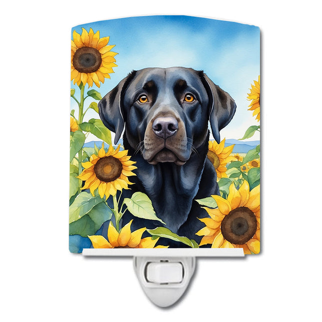 Labrador Retriever in Sunflowers Ceramic Night Light