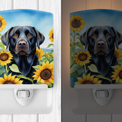Labrador Retriever in Sunflowers Ceramic Night Light