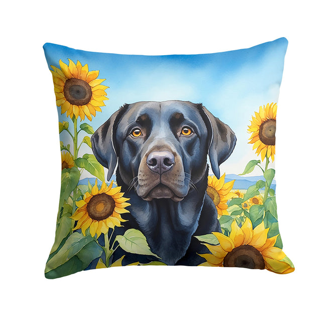 Labrador Retriever in Sunflowers Throw Pillow