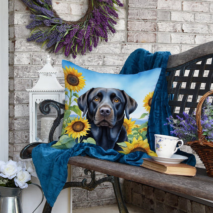 Labrador Retriever in Sunflowers Throw Pillow