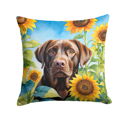 Labrador Retriever in Sunflowers Throw Pillow