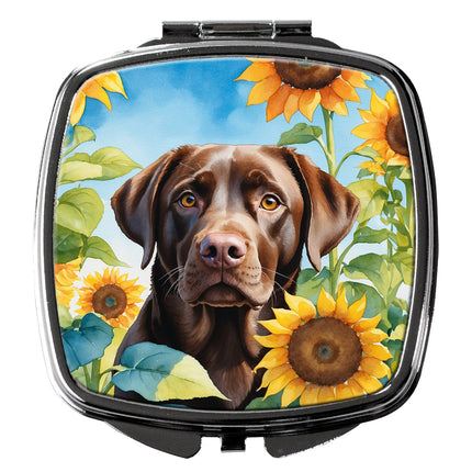 Labrador Retriever in Sunflowers Compact Mirror