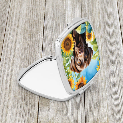 Labrador Retriever in Sunflowers Compact Mirror