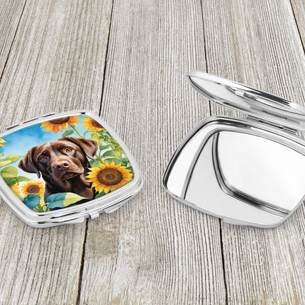 Labrador Retriever in Sunflowers Compact Mirror