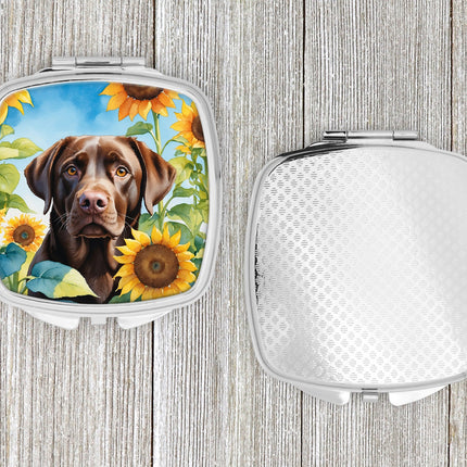Labrador Retriever in Sunflowers Compact Mirror