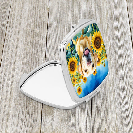 Labrador Retriever in Sunflowers Compact Mirror