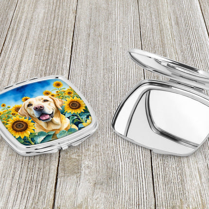 Labrador Retriever in Sunflowers Compact Mirror