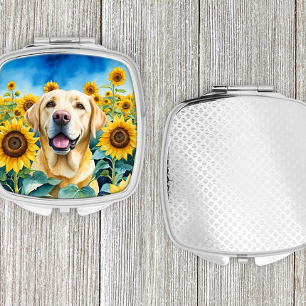 Labrador Retriever in Sunflowers Compact Mirror