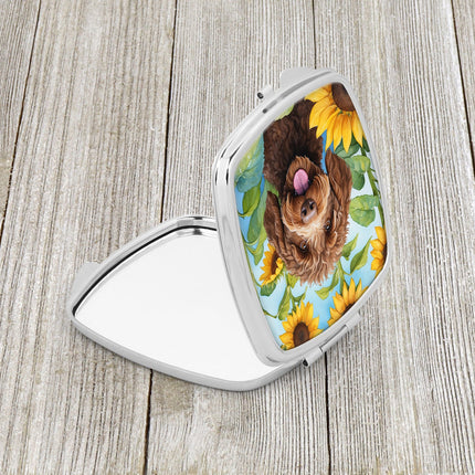 Labradoodle in Sunflowers Compact Mirror