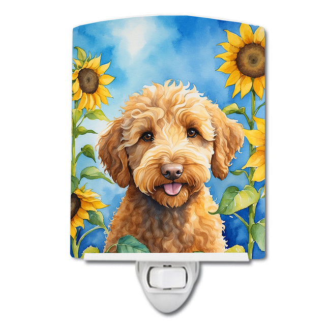 Labradoodle in Sunflowers Ceramic Night Light