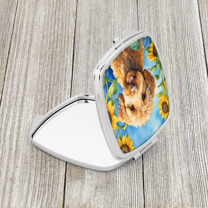 Labradoodle in Sunflowers Compact Mirror
