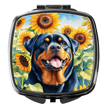Rottweiler in Sunflowers Compact Mirror
