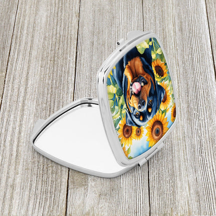 Rottweiler in Sunflowers Compact Mirror