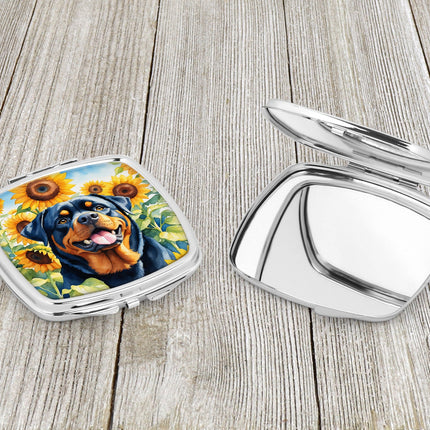 Rottweiler in Sunflowers Compact Mirror