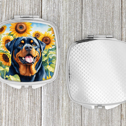Rottweiler in Sunflowers Compact Mirror