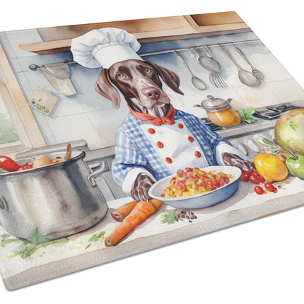 German Shorthaired Pointer the Chef Glass Cutting Board