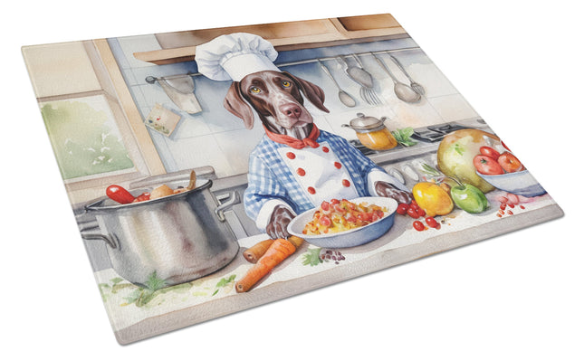 German Shorthaired Pointer the Chef Glass Cutting Board