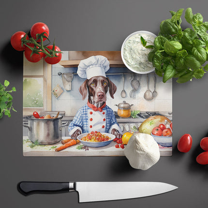 German Shorthaired Pointer the Chef Glass Cutting Board