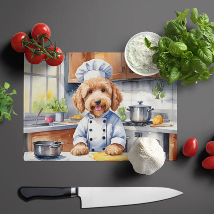 Goldendoodle the Chef Glass Cutting Board