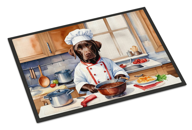 Chocolate Labrador Retriever the Chef Doormat