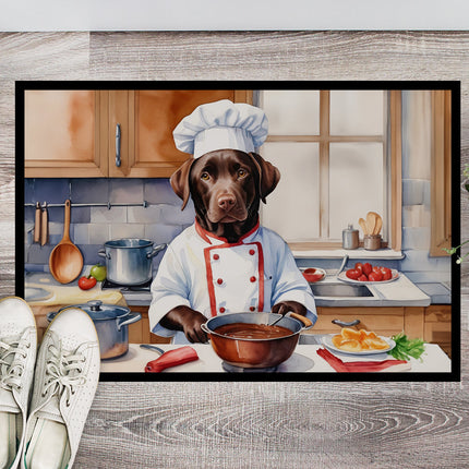Chocolate Labrador Retriever the Chef Doormat