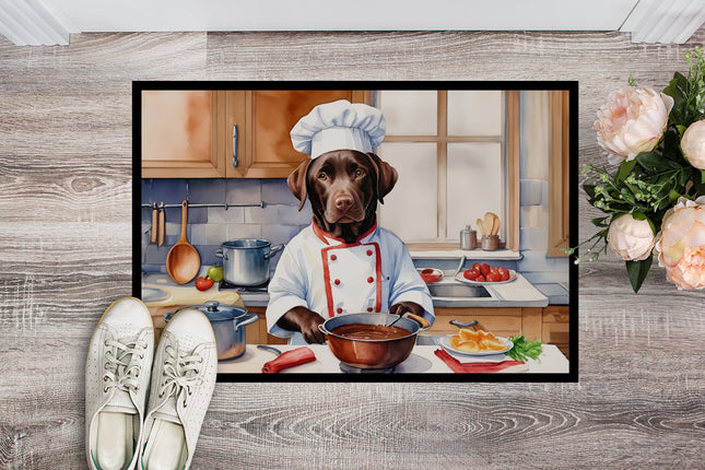 Chocolate Labrador Retriever the Chef Doormat