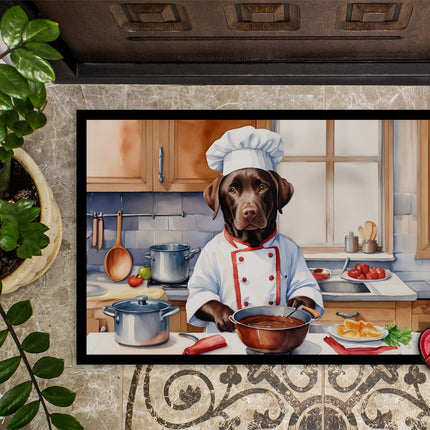 Chocolate Labrador Retriever the Chef Doormat
