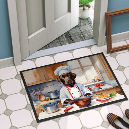 Chocolate Labrador Retriever the Chef Doormat