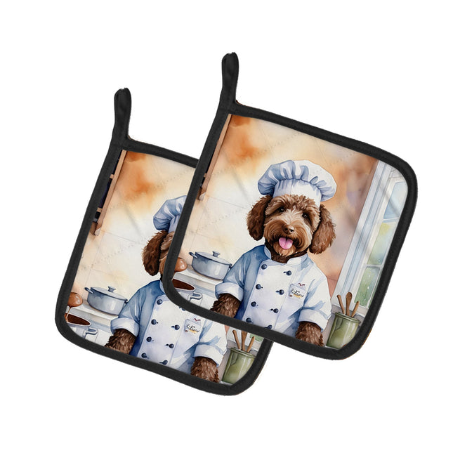 Labradoodle the Chef Pair of Pot Holders