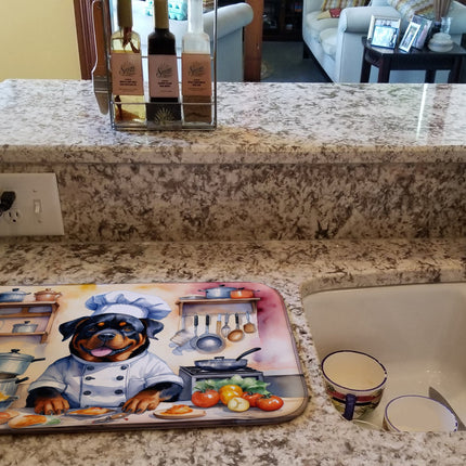 Rottweiler the Chef Dish Drying Mat