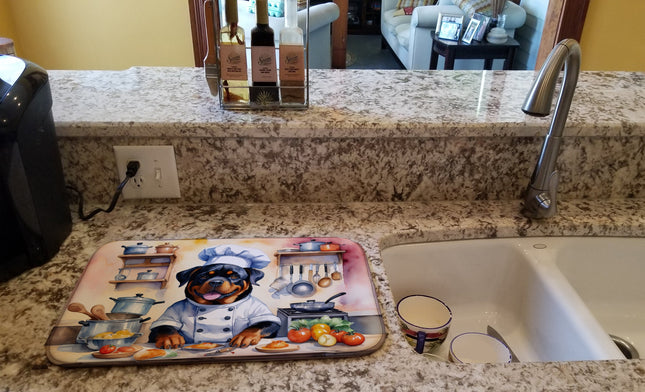 Rottweiler the Chef Dish Drying Mat