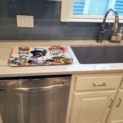 Rottweiler the Chef Dish Drying Mat