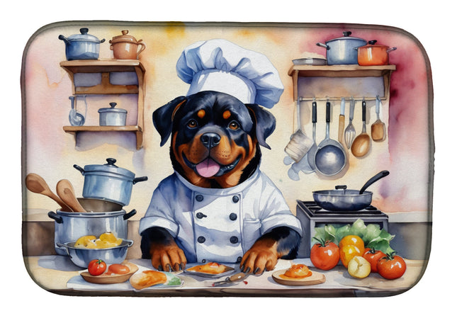 Rottweiler the Chef Dish Drying Mat