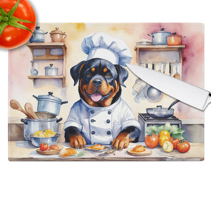 Rottweiler the Chef Glass Cutting Board