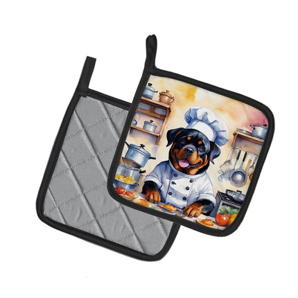 Rottweiler the Chef Pair of Pot Holders