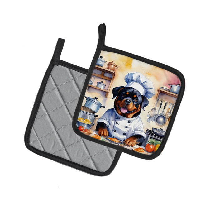 Rottweiler the Chef Pair of Pot Holders