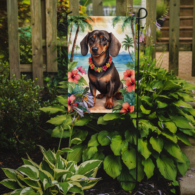 Dachshund Luau Garden Flag
